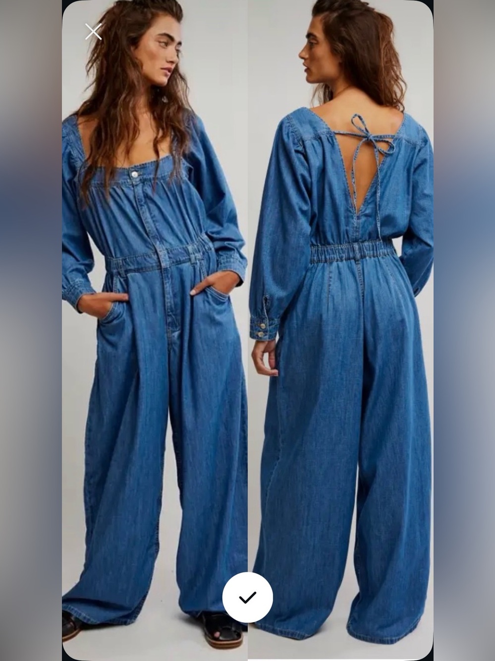 Free People Clara Denim Jumpsuit